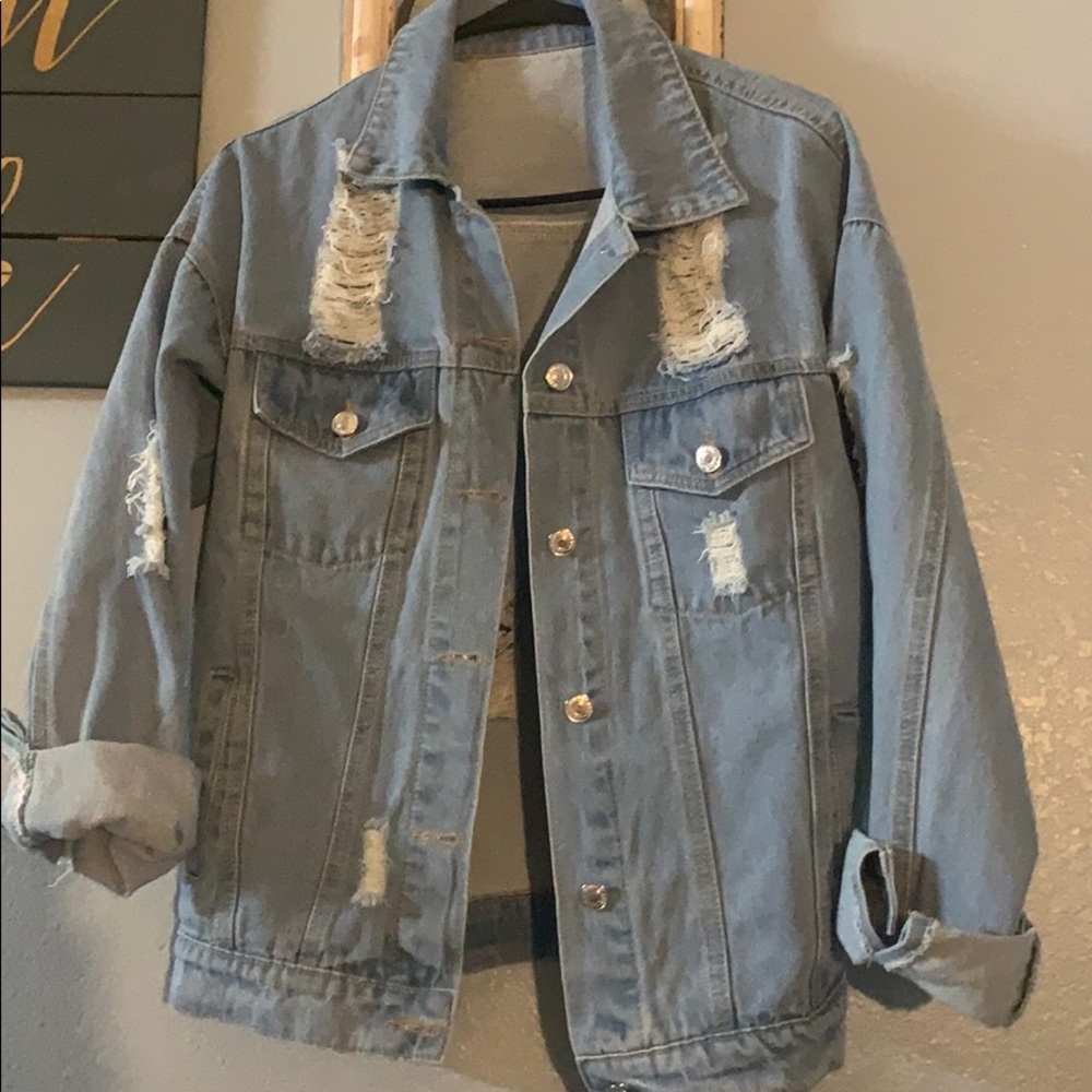Cute long jean jacket from shein size L